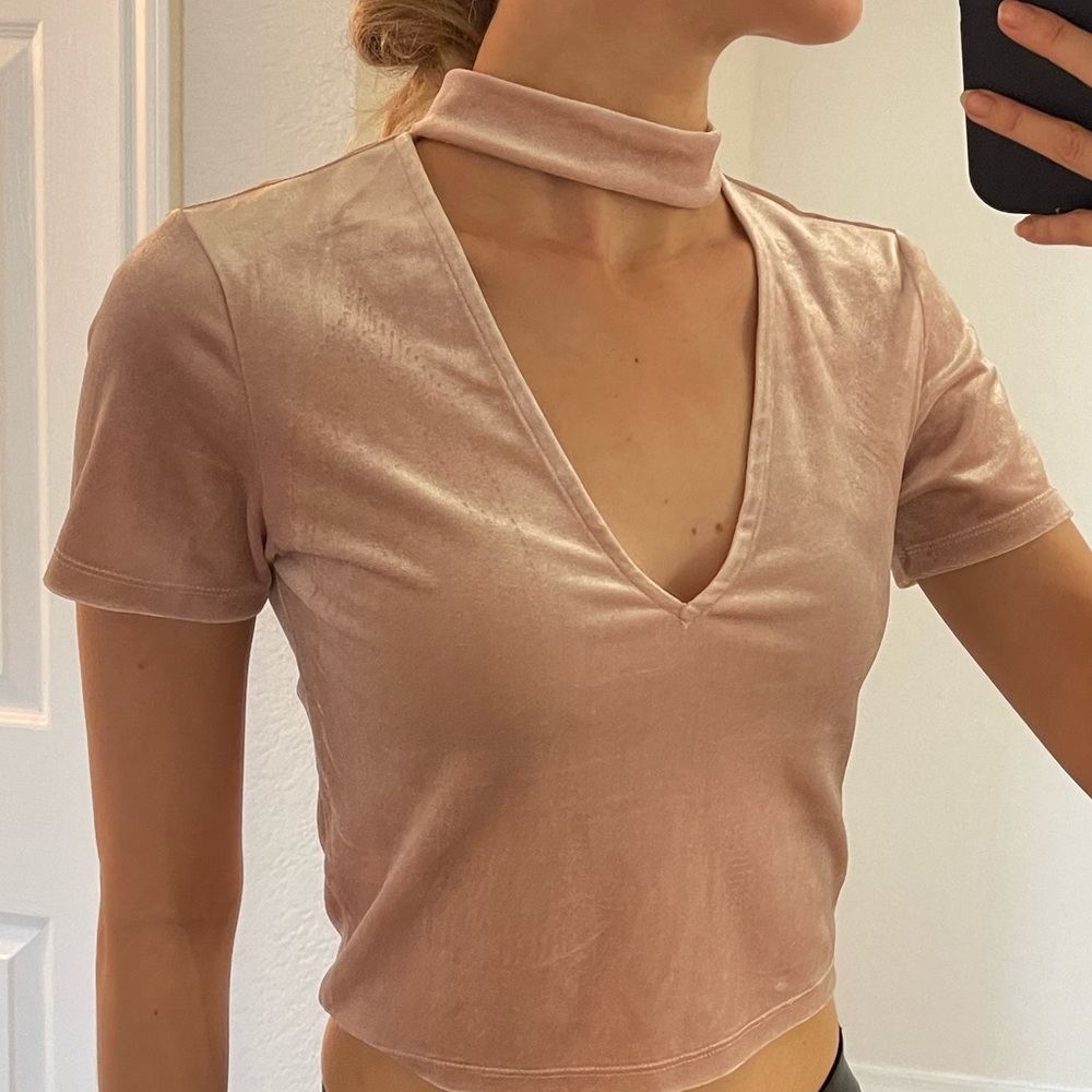 H&M Pink Velvet Crop Top Size Small
